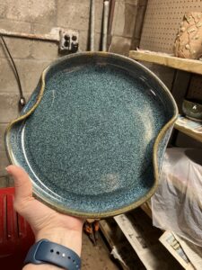 A mysterious blue serving platter by Lesley... Check out the depth of that glaze!